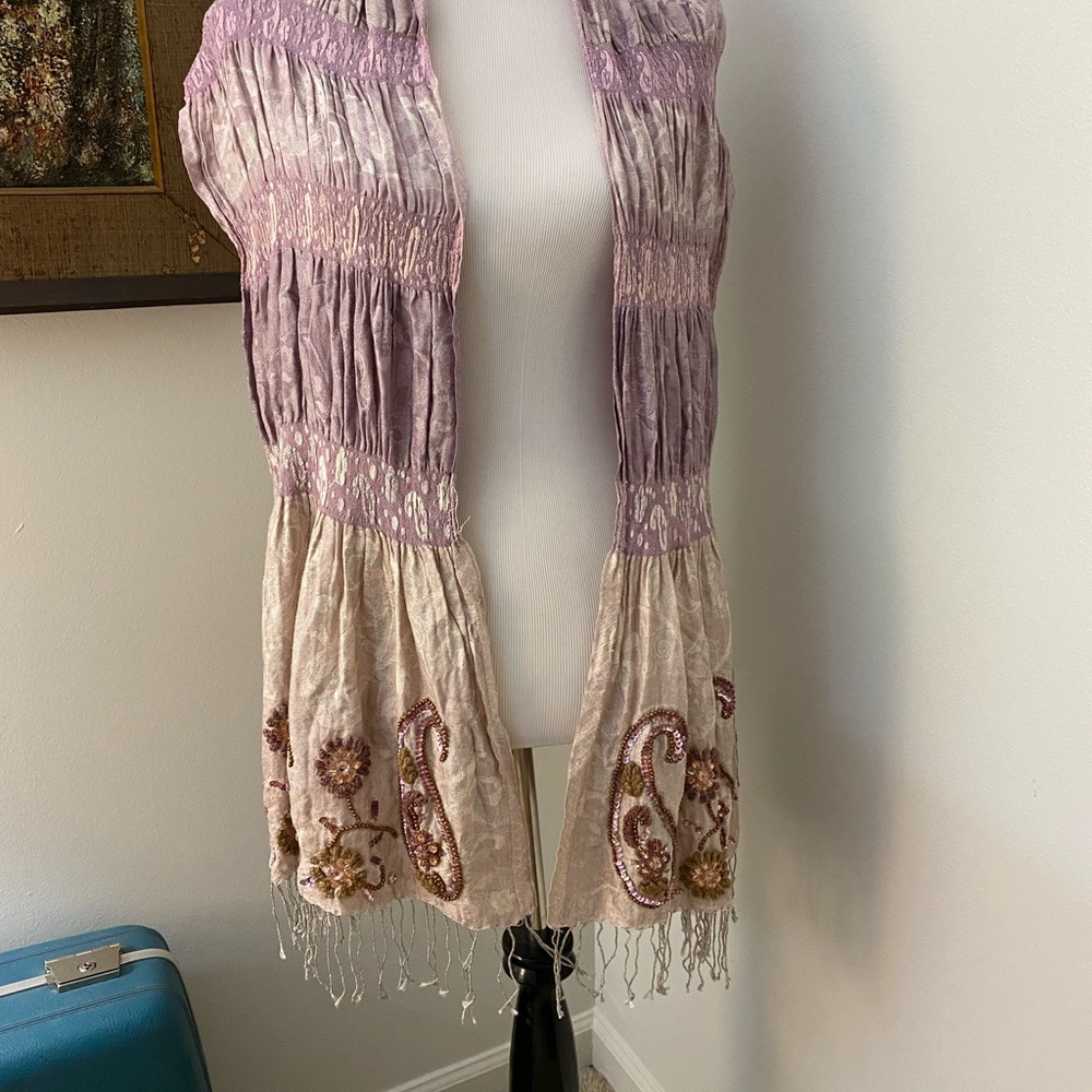 Stunning 100% Silk scarf/wrap in shades of purple by Karma Living